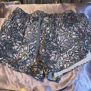 Athleta Grey and Pink Patterned Athletic Shorts